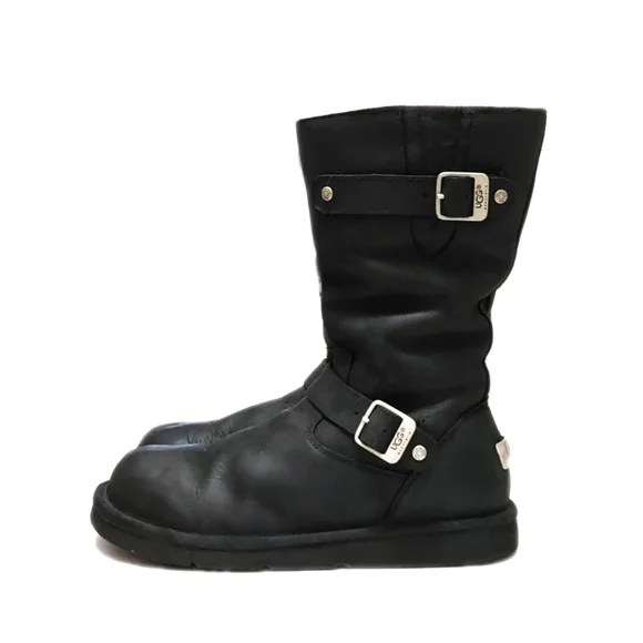 ▪︎▪︎SOLD▪︎▪︎UGG Kensington Womens Water Resistant Biker Moto Black Sheepskin - Picture 4 of 11